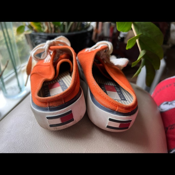 Size 6m Tommy Hilfiger orange tommy hilfiger mules Tennis Shoe Sneaker Vintage - Picture 4 of 6